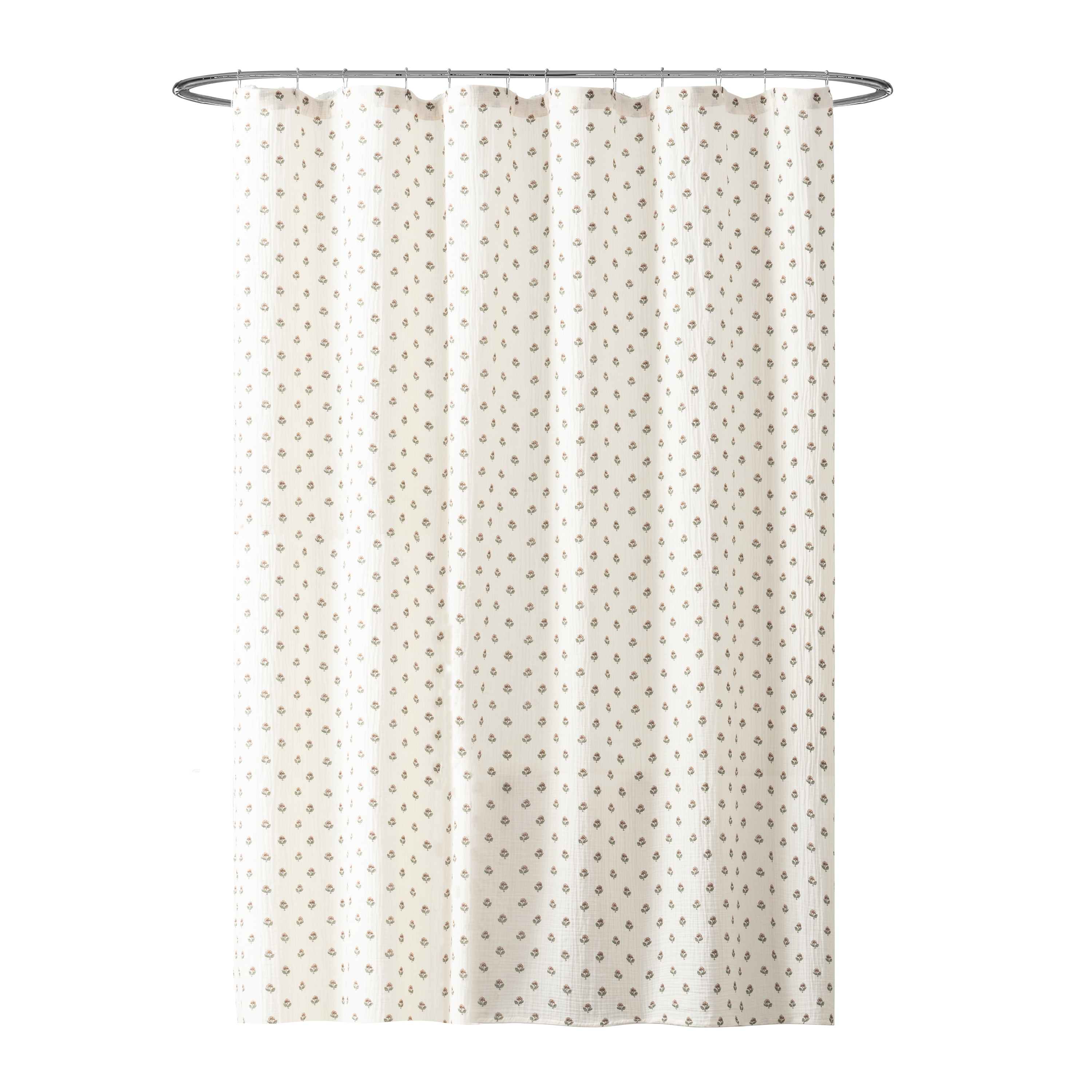 Peri Home Block Print Gauze Shower Curtain