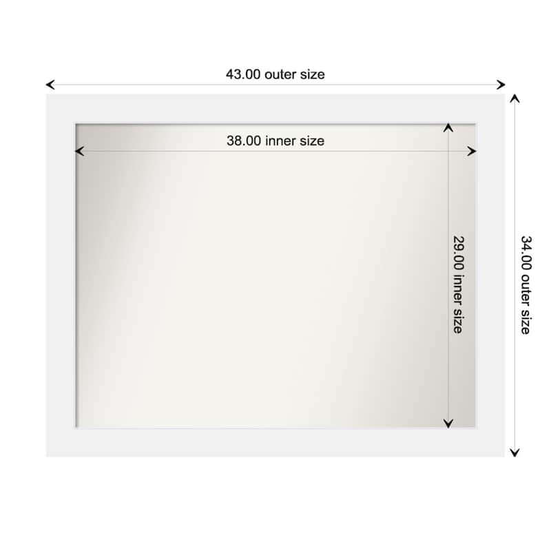 Corvino White Framed Non-Beveled Custom Wall Mirror, Bathroom Vanity Mirror - Outer Size: 43 x 34