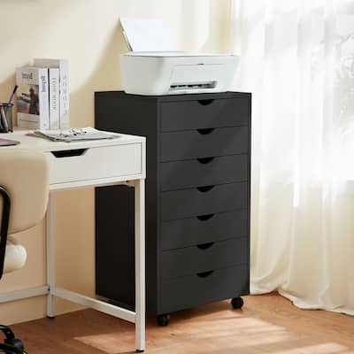 7-Drawer Vertical File Cabinet, Mobile Rolling Storage Dresser with Wheels