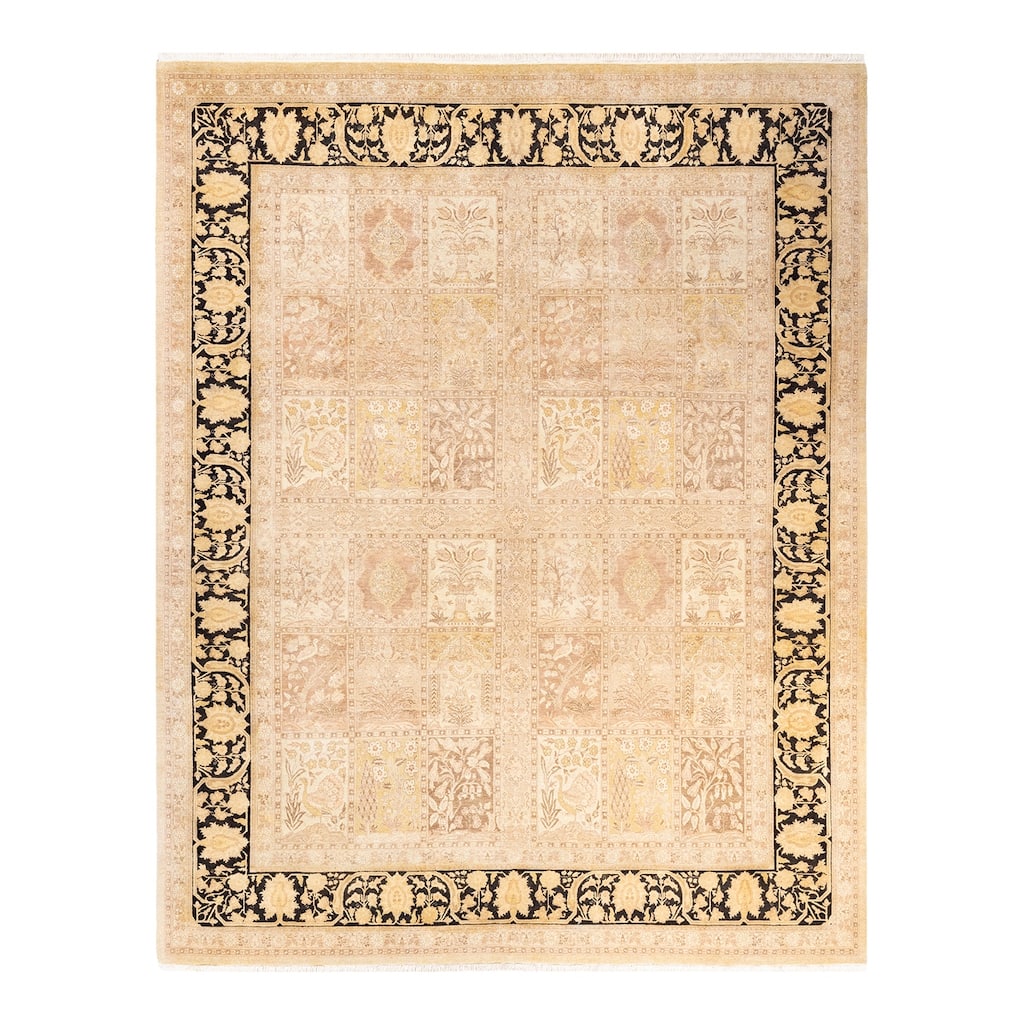 Overton Hand Knotted Wool Vintage Inspired Traditional Mogul Ivory Area Rug - 8' 4" x 10' 6"