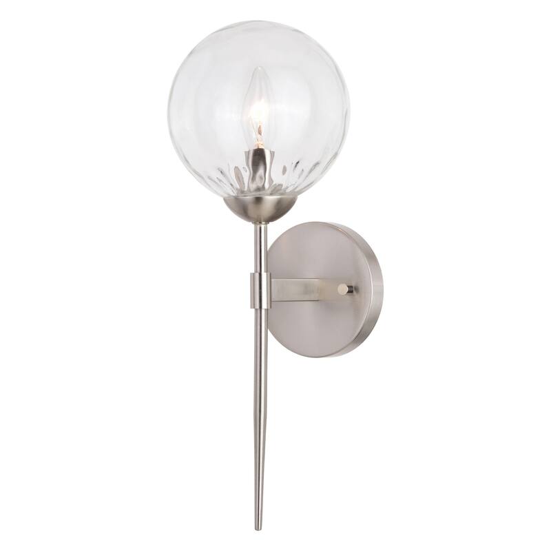 Olson 1 Light Mid-Century Modern Wall Sconce Clear Globe Glass - 6-in. W x 16.5-in. H x 7-in. D