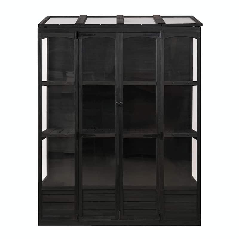 Walk-in Outdoor Greenhouse with 4 Skylights and Folding Shelves