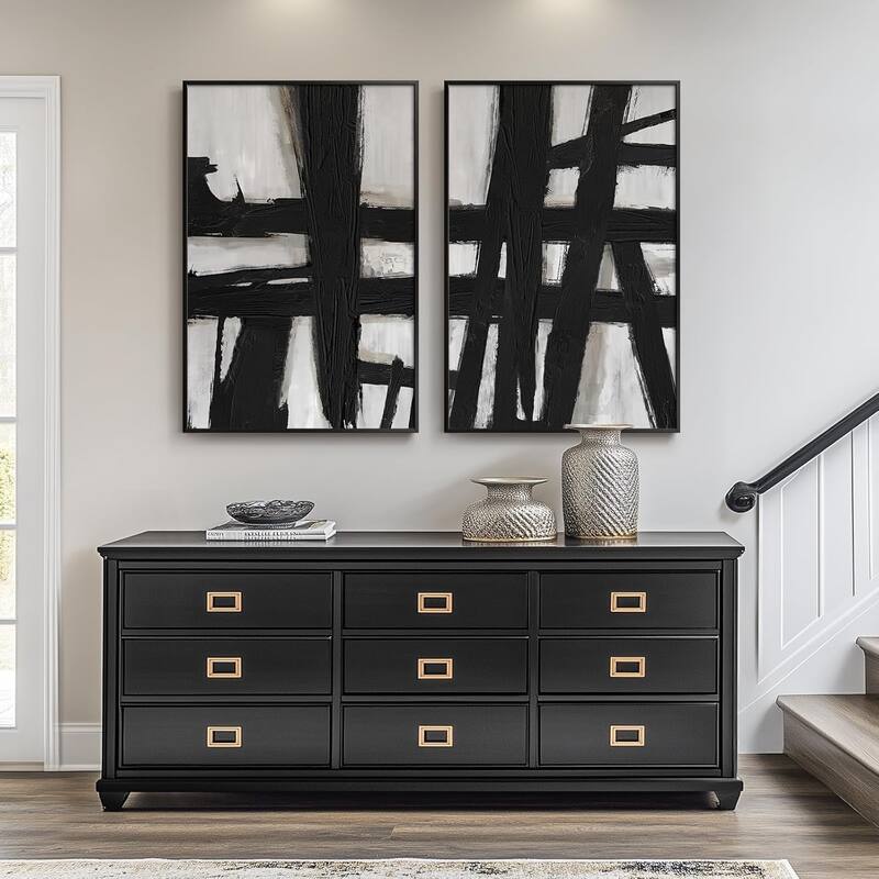 Framed Black and White Abstract Wall Art