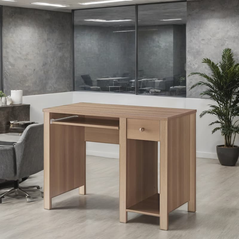 39" Wood Home Office Desk with Keyboard Drawer and Wood Knob
