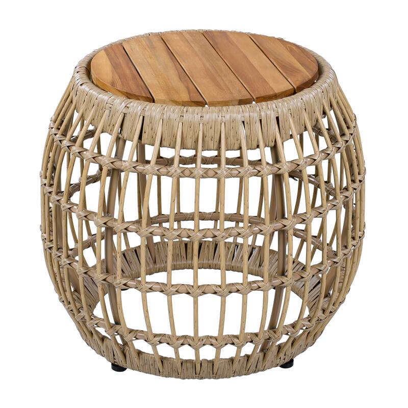 Christopher Knight Home Azariah Acacia Wood Wicker Side Table with Slatted Top