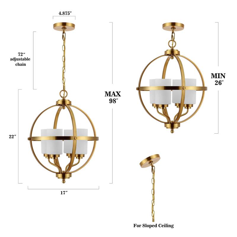 SAFAVIEH Lighting Maribelle 4-Light Led Adjustable Pendant - 17" W x 17" L x 26-98" H - 17Wx17Dx98H