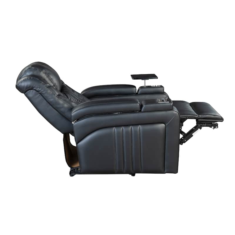 PU Leather Power Recliner Chair with Power Adjustable Headrest, USB Port, Storage Arms, Cup Holder Swivel Tray Table