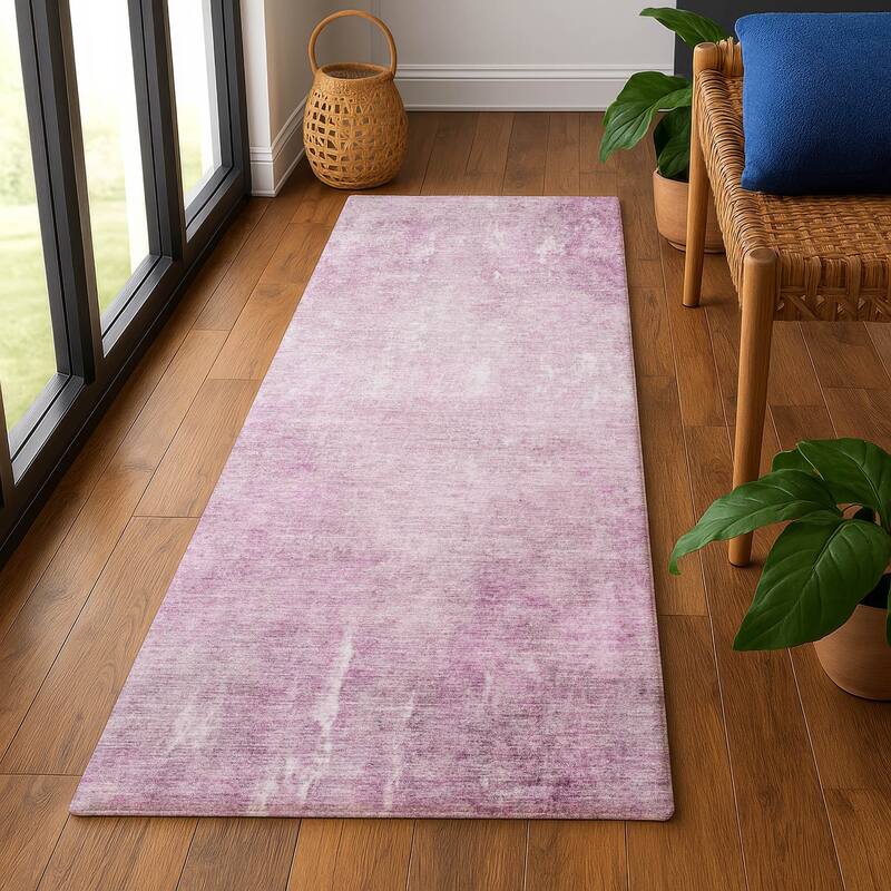 Premium Washable Super Soft Modern Watercolor Mayfield Rug - Pink - 2'3" x 7'6"