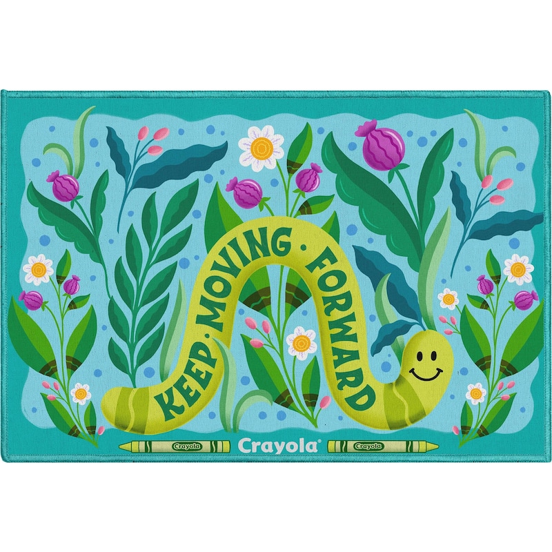 Crayola Keep Moving Green Blue Floral Area Rug By Well Woven - Blue - 2' x 3' - Rectangle