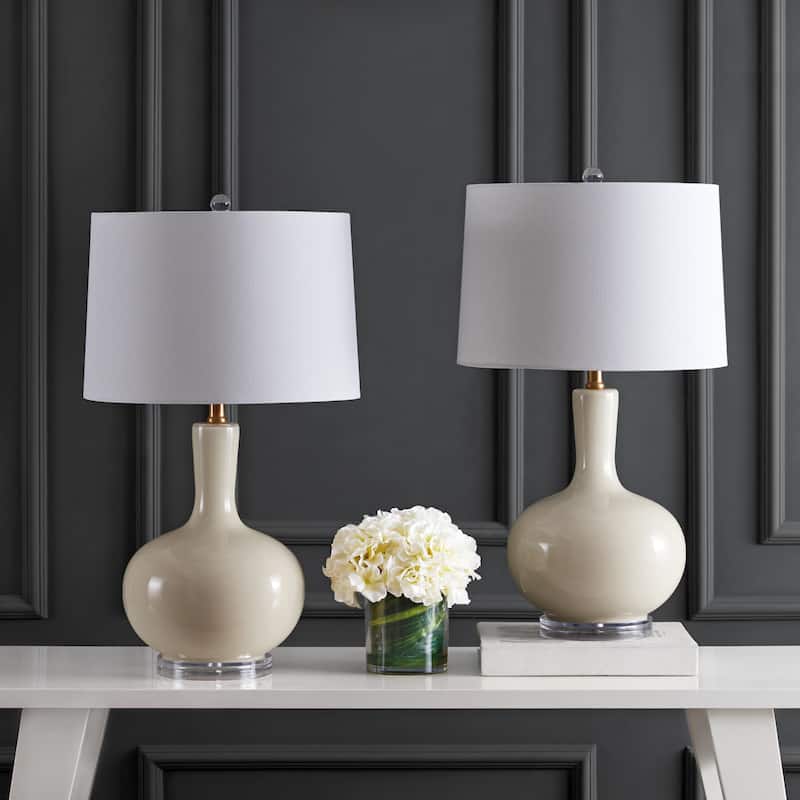 SAFAVIEH Lighting Iemie 27" Table Lamp - 15Wx15Dx27H - Cream/Clear