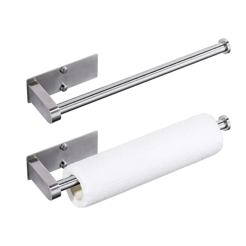 WOWOW Two-Piece Wall-Mounted Stainless Steel Paper Towel Holder - Brushed Nickel