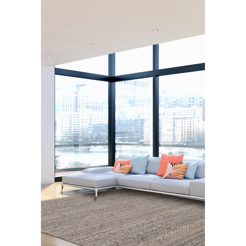 ECARPETGALLERY Hand-knotted Tangier Grey Wool Rug - 5'4 x 7'8