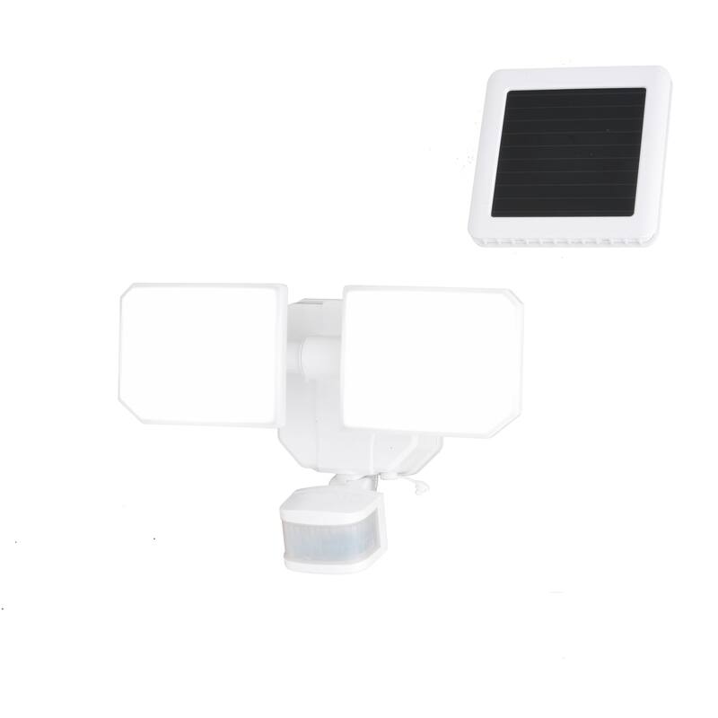 Solar Powered Outdoor Security LED Flood Light White, Motion Sensor, Dusk to Dawn, Battery Backup