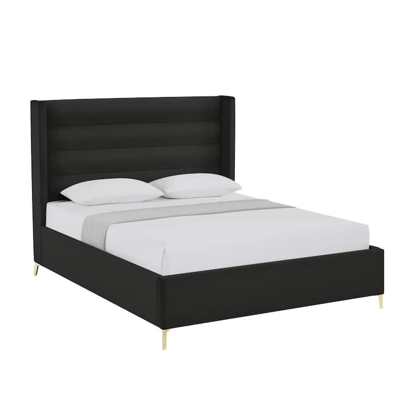 HomeRoots Green Velvet Upholstered Full Bed Frame