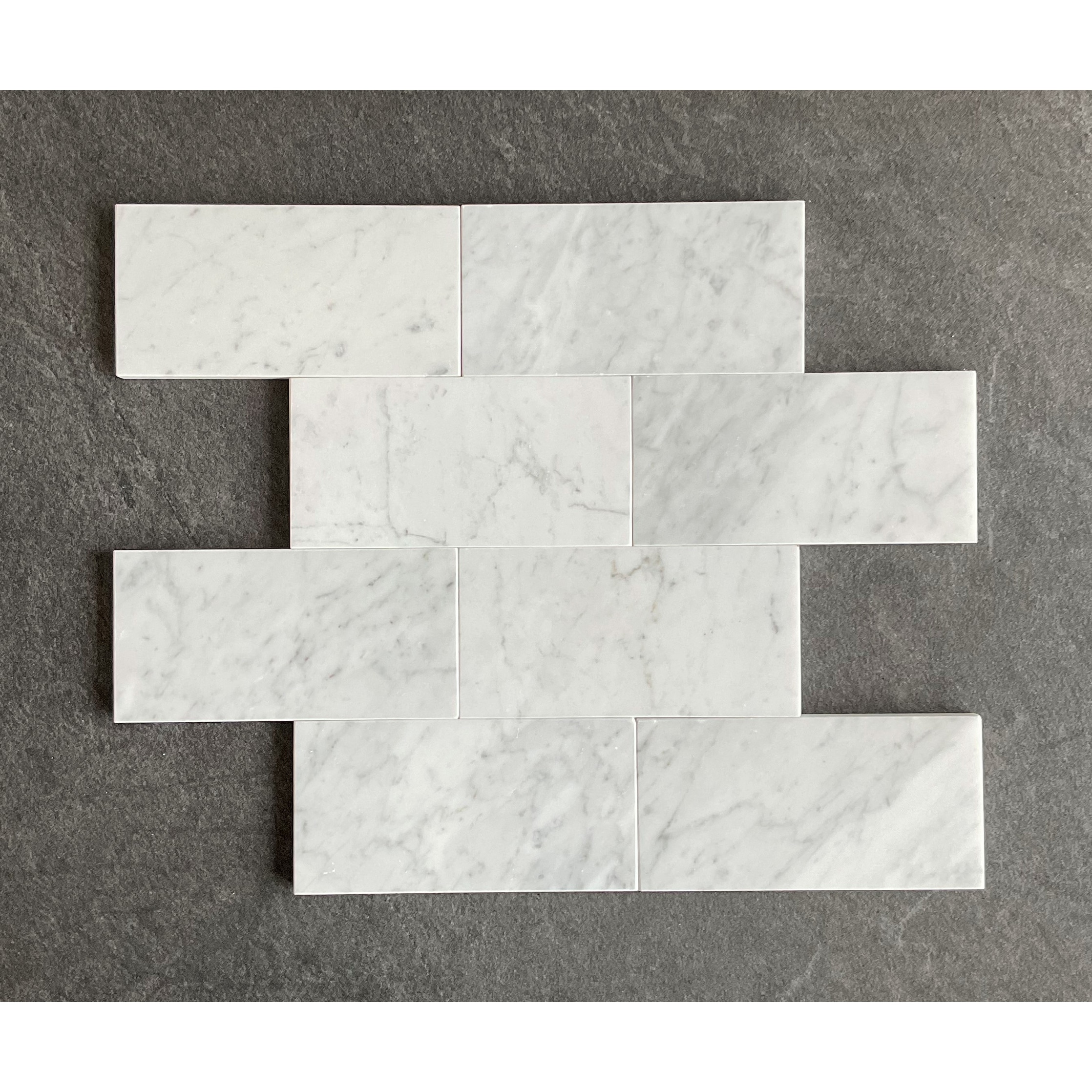 White Carrara Polished 3 x 6 Subway Wall and Floor Tiles - Case (8 Square Feet)
