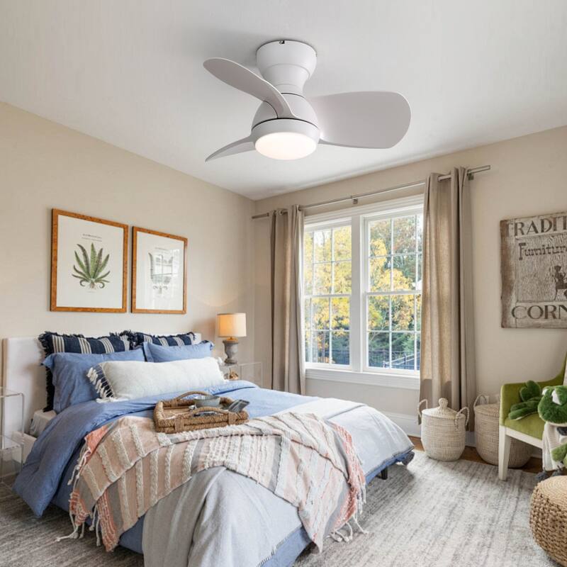 23" Mount LED Bedroom Ceiling Fan with Remote - 23