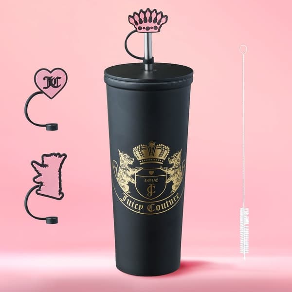 slide 2 of 21, Juicy Couture Hydration Stainless Steel Couture Cup 6-Piece Set 24oz - Black