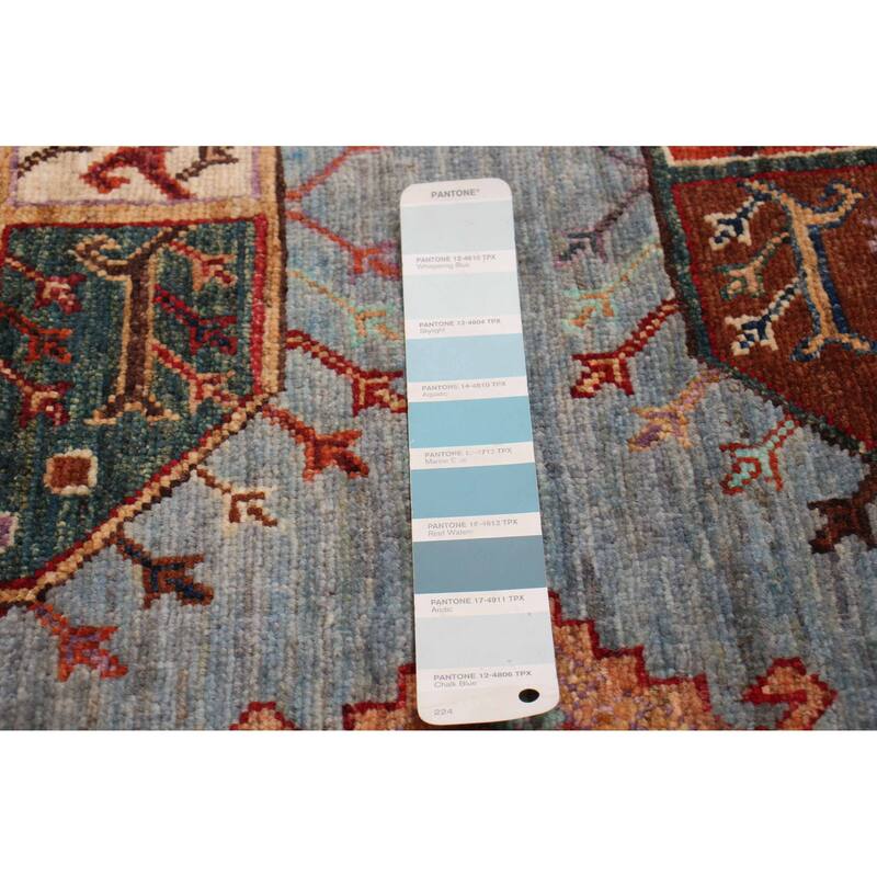 ECARPETGALLERY Hand-knotted Modern Ersari Light Blue Wool Rug - 2'8 x 8'10