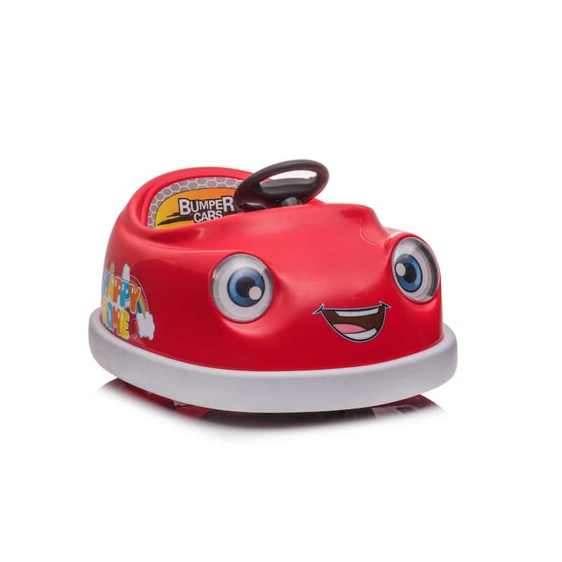 Red Cartoon Bumper Car with Light Strip, Electric Car for Kids with Bluetooth, Remote Control Electric Vehicle with Play Modes