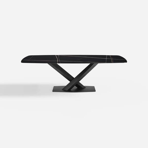 X Shape Base Free Combination Modern Matte Sintered Stone Dining Table