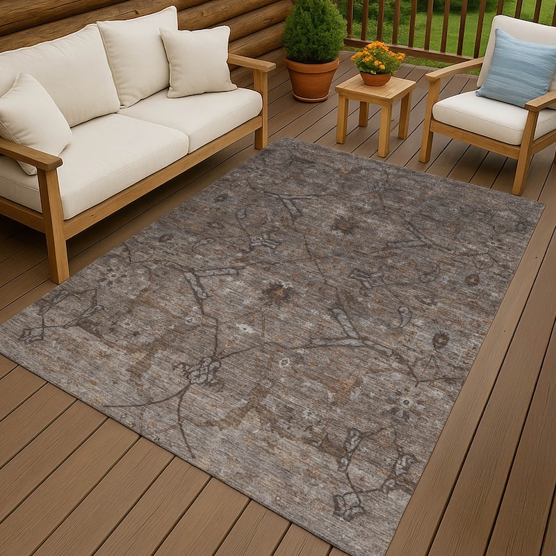 Machine Washable Indoor/ Outdoor Boho Global Chantille Rug