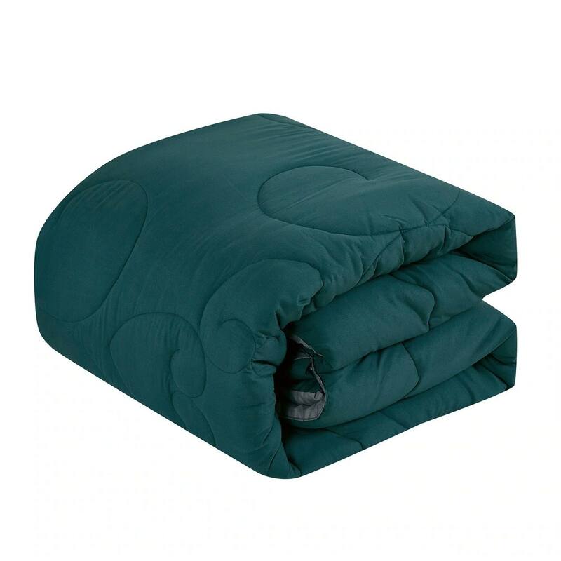 9 Piece Bed-in-a-Bag Teal Green Floral Solid Soft Bedding Comforter Set