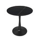 preview thumbnail 15 of 18, Bristol 24" Round Minimalist Dining Table for 4, Sintered Stone Top & Black Iron Pedestal Base for Kitchen & Dining Room