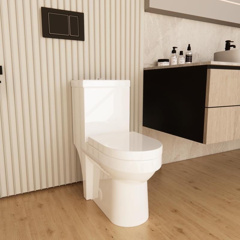Toilette cuvette allongée et siège de bidet intelligent combinés Volta,  monopièce, chasse double, blanc