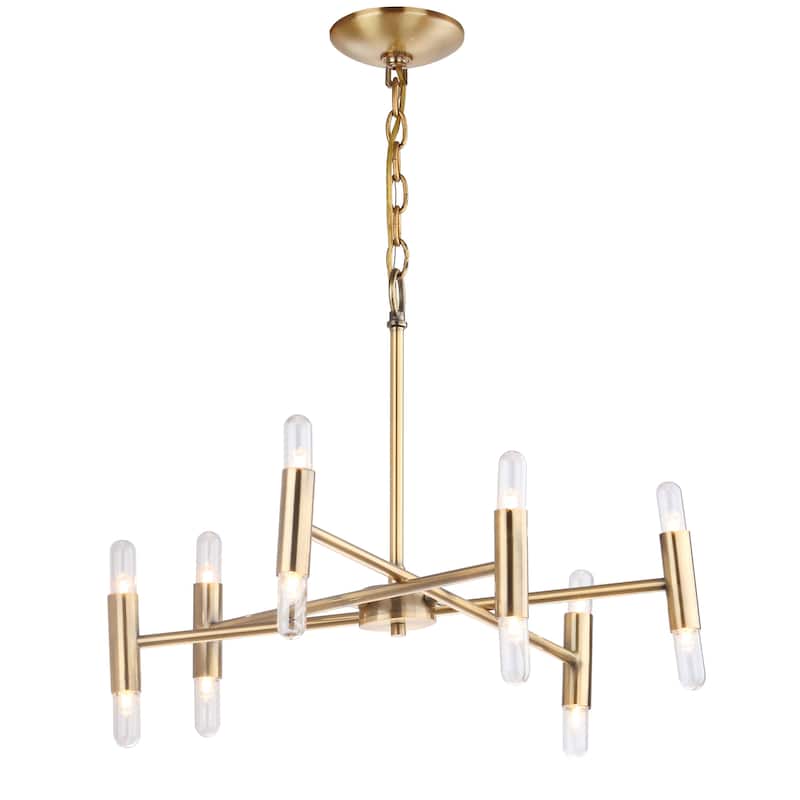 SAFAVIEH Lighting Mirtie Adjustable 12-Light LED Gold Chandelier - 22" x 22" x 17-89"