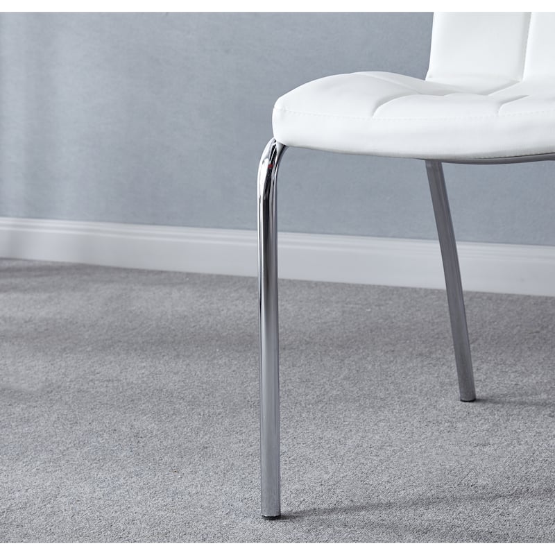 Set of 4 Modern Lattice Design Leatherette Dining Chair with Metal Legs