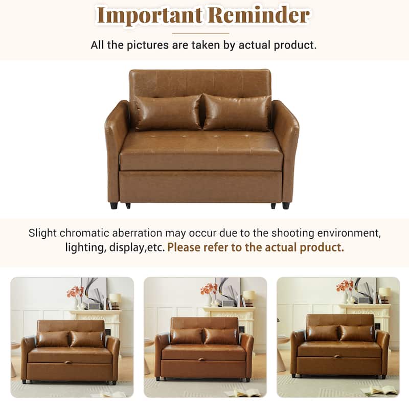 Convertible Sleeper Sofa Bed, 3-in-1 Adjustable Sofa Bed with USB Ports, Upholstered Loveseat Sofa with Armrest