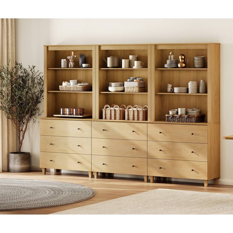 Modern 71" Tall Pantry Cabinet with Drawers & Adjustable Shelf for Kitchen