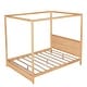 preview thumbnail 17 of 16, Modern Canopy Platform Bed with Headboard - Solid Pine Construction