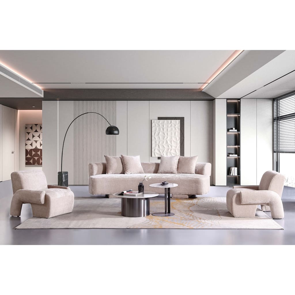 Manhattan Comfort 3 Piece Modern Verandah Chenille 112 Inch Sofa Set