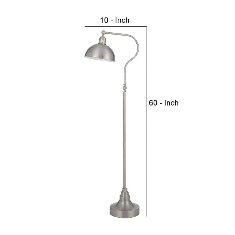 60 Inch Metal Curved Floor Lamp, Adjustable Dome Shade, Brass - 22 L X 10 W X 60 H Inches