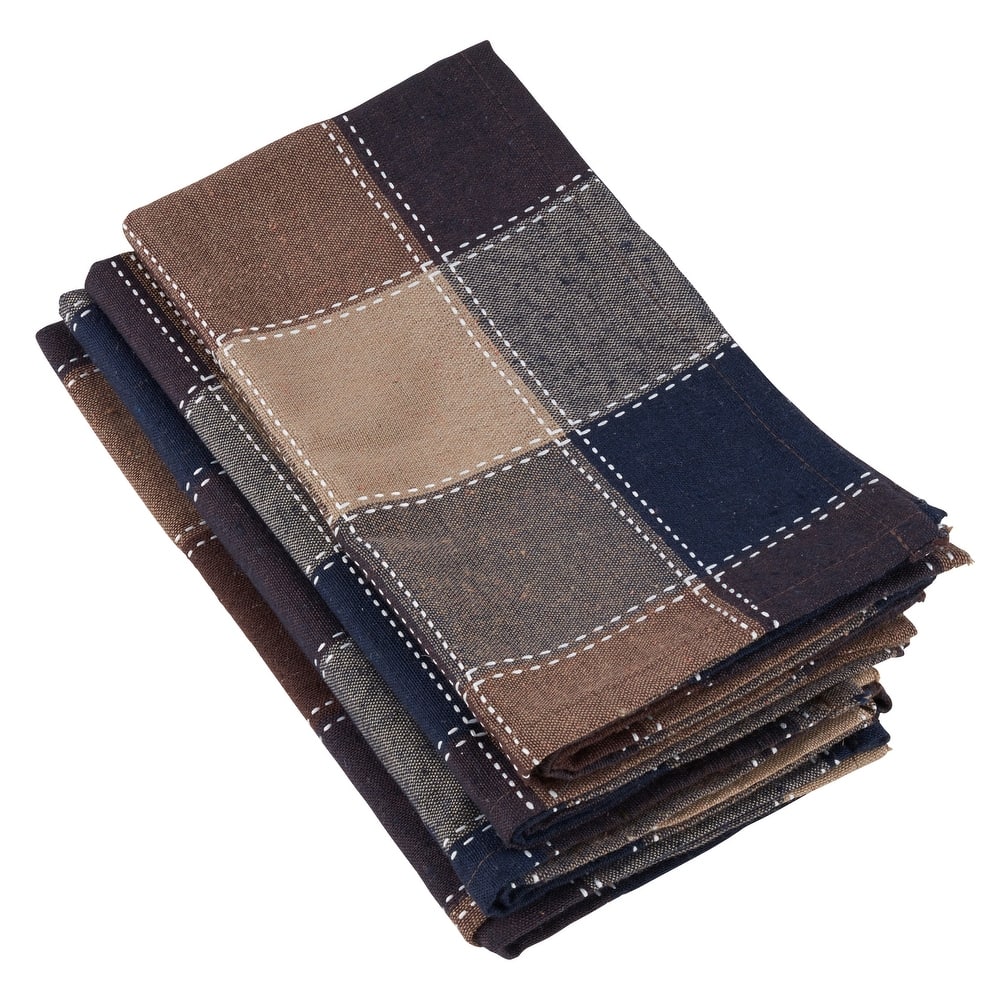 Stitched Design Plaid Table Napkins (Set of 4) - 20"x20"
