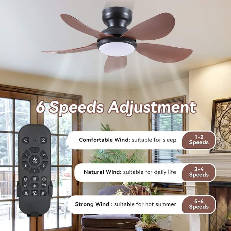 32/36/46/52 inches Low Profile Ceiling Fan with Light and Remote for Living Room Bedroom Kid's Room Patio