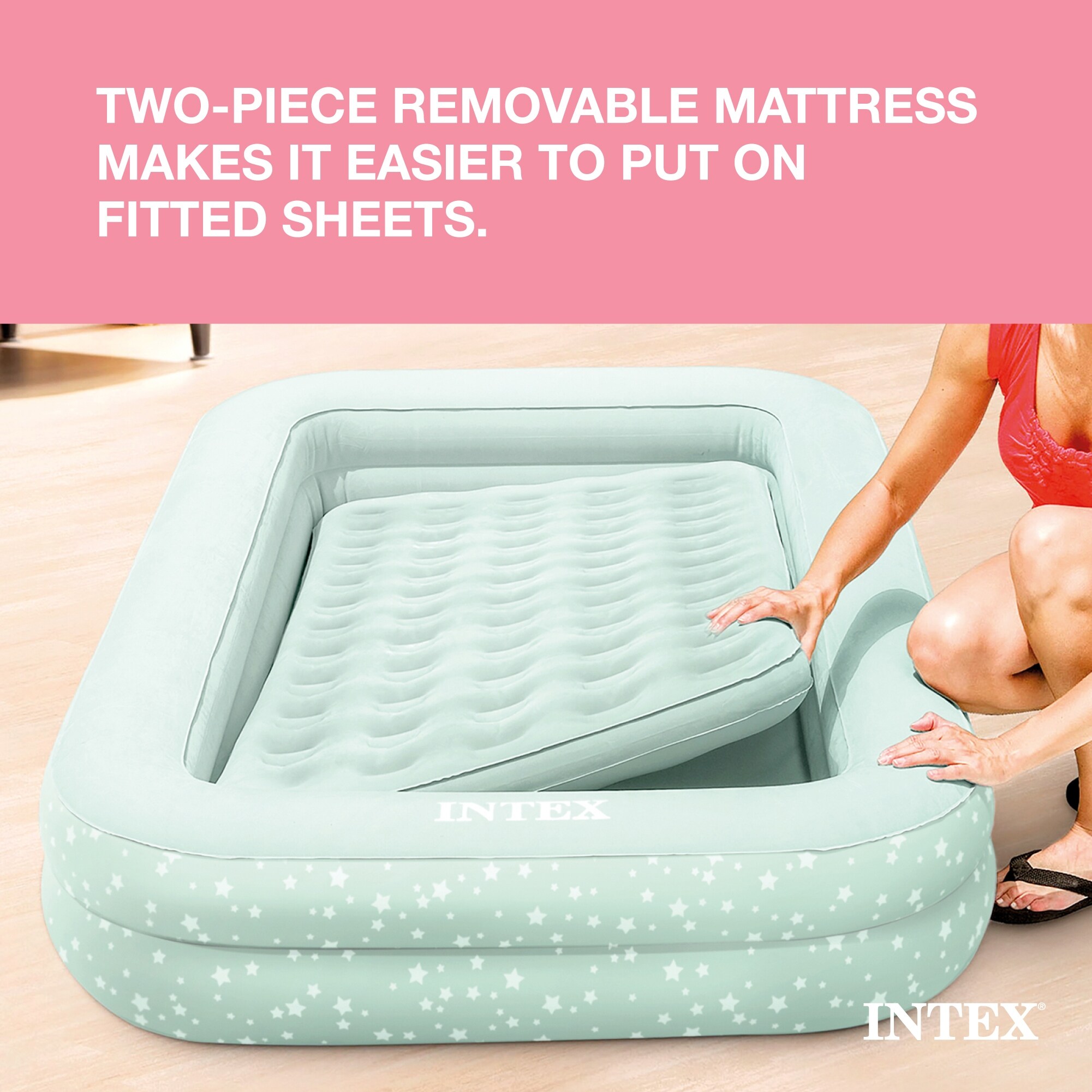 Intex Kids Travel Air Mattress Inflatable Bed with Raised Sides and Hand Pump Bed Bath Beyond 35374739