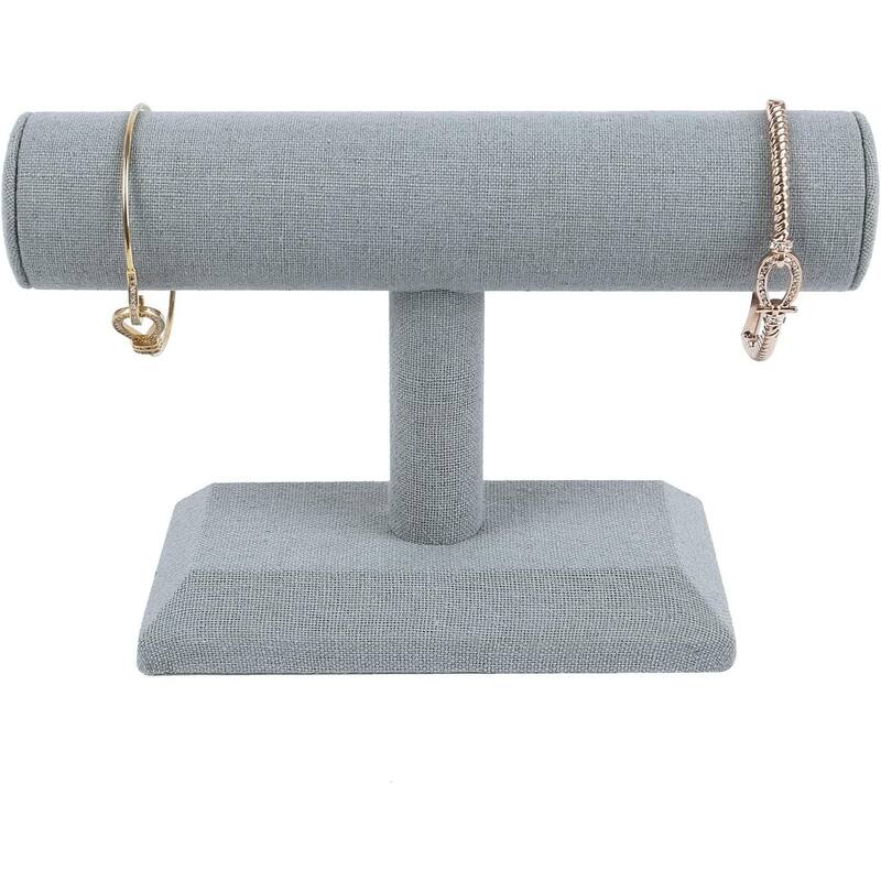 Linen-Covered Wood Jewelry Display - S - Grey