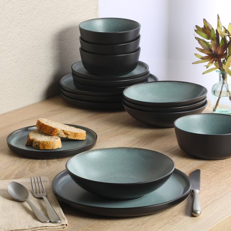 Gibson Elite Tribeca Loft 16-Piece Dinnerware Set - Modern Rustic Tableware for 4, Dishwasher & Microwave Safe