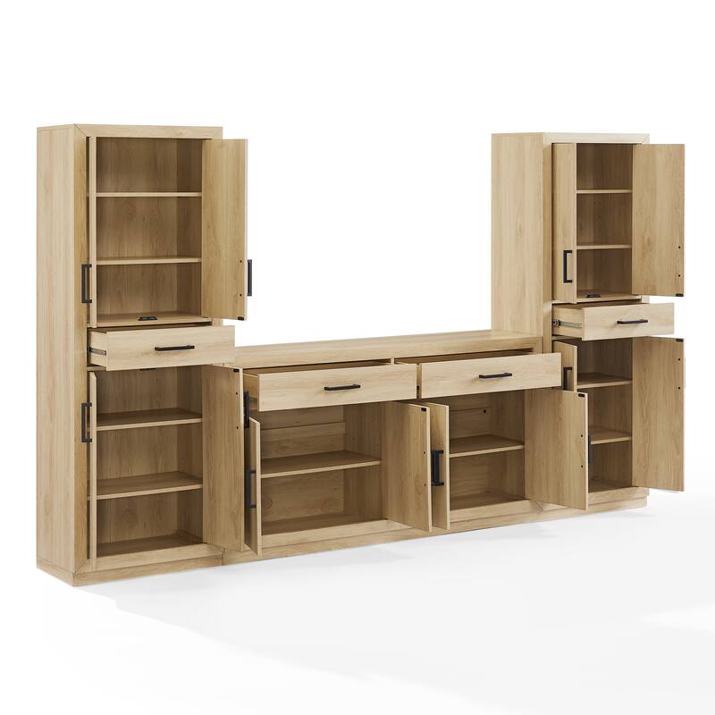 Crosley Isla 3-Piece Sideboard And Pantry Set- Sideboard & 2 Pantries