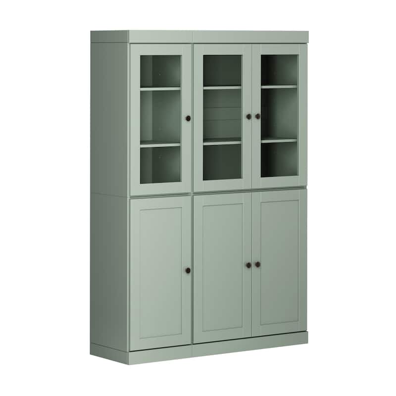 Palace Imports 100% Solid Wood 48.5" Pantry Cabinet with Clear Glass, Shaker Doors and Adjustable Shelves
