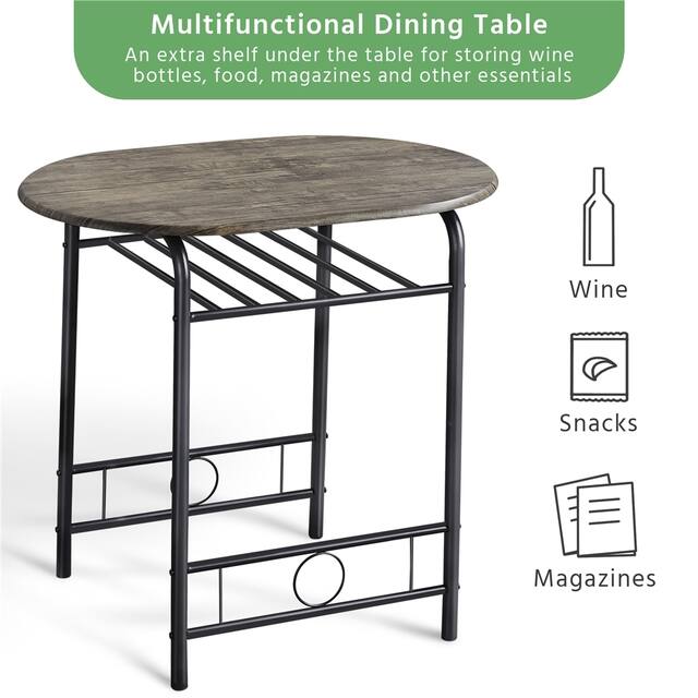 Yaheetech Modern Round Dining Table Set, 3 Piece Dining Room Sets