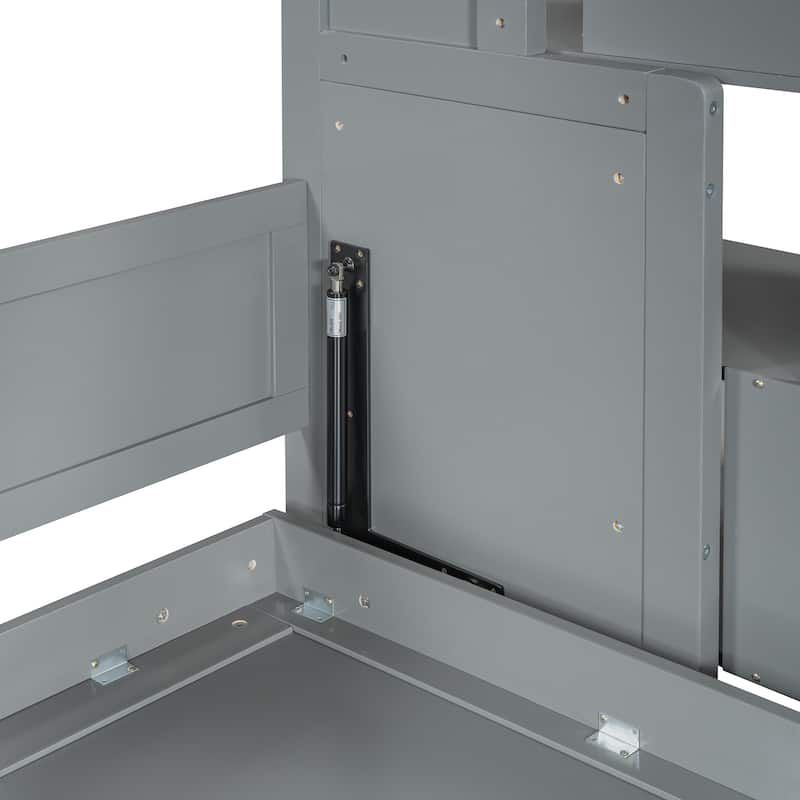 Full Over Full Murphy Bed with Hydraulic Lift & Built-in Desk, Space-Saving Wall Bed