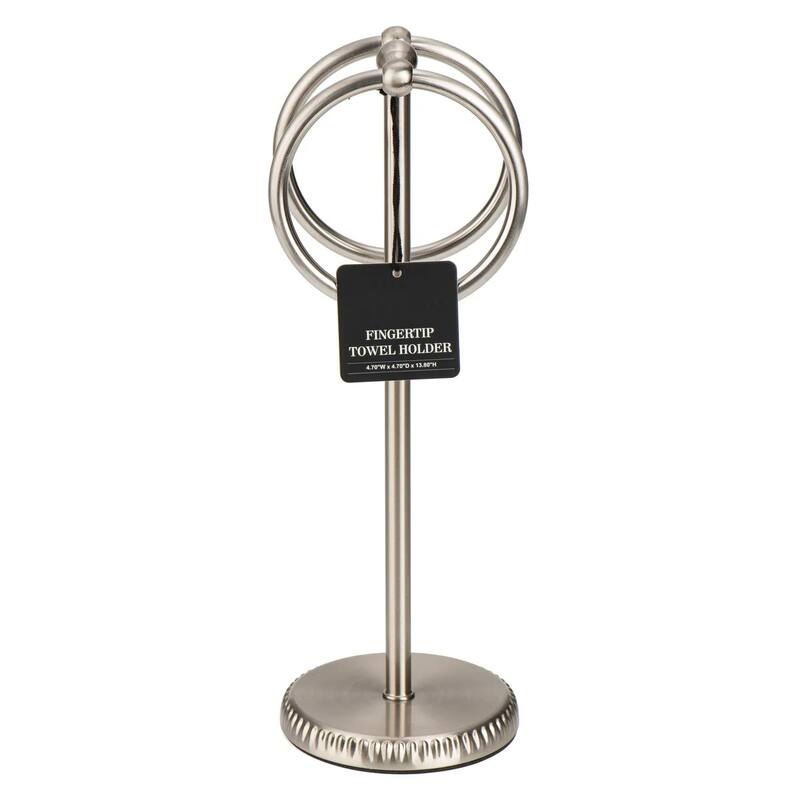 Brushed Satin Nickle Stainless Steel Double Ring Fingertip Towel Holder With Heavy Base