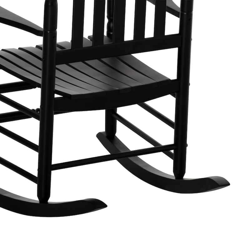 Outdoor Rocking Chair, Patio Wooden Rocking Chair with Smooth Armrests, High Back for Garden, Balcony, Porch