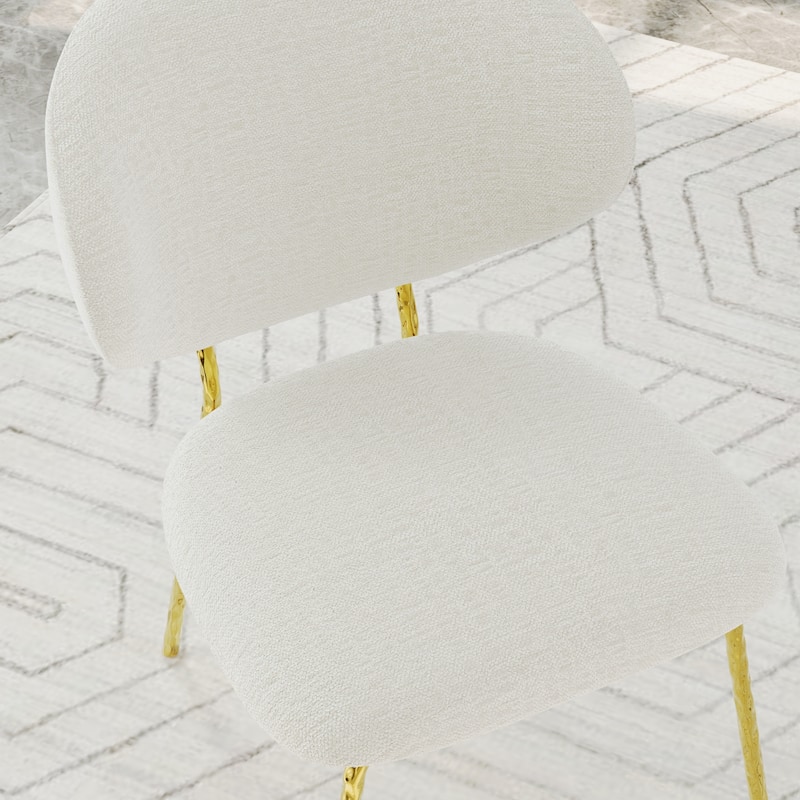White Velvet Dining Chairs with Hammered Finish Metal Legs