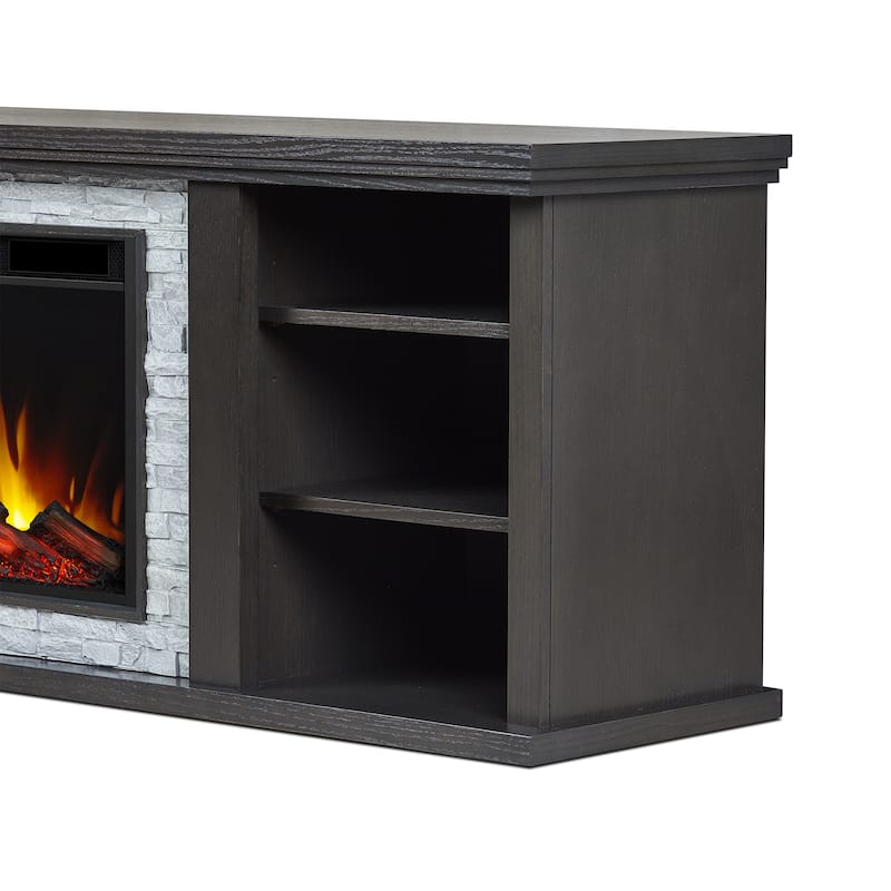 Kenai 72" Electric Slim Fireplace TV Stand in Dark Oak by Real Flame