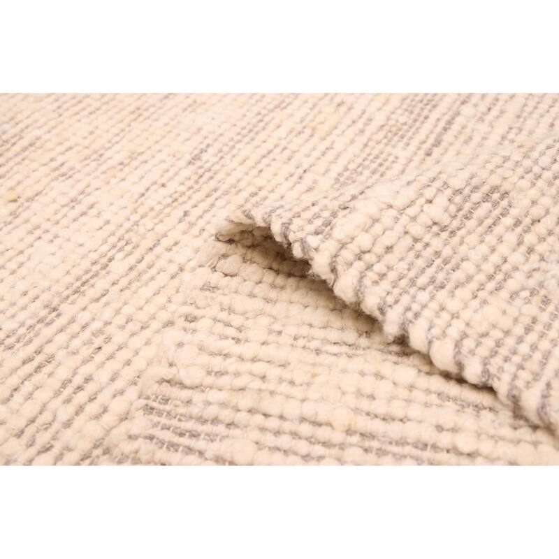 ECARPETGALLERY Braid weave Sienna Cream Wool Kilim - 9'0 x 12'0