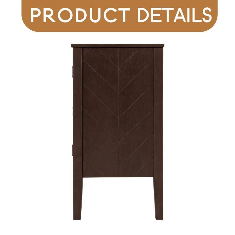 Adjustable Shelf Storage Sideboard with 3 Retro Metal Handles and 4 Pinewood Legs, for Entryway